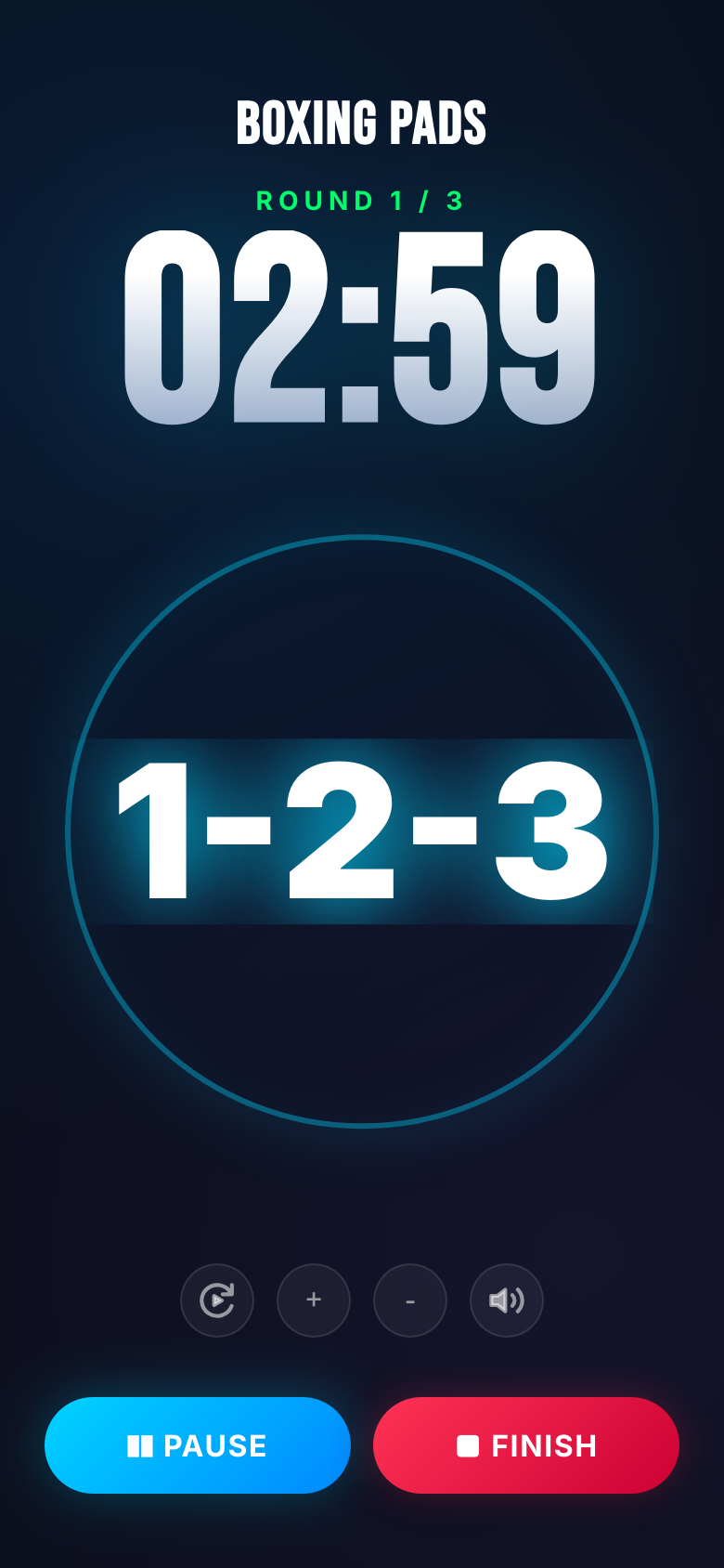 Live session — big commands while the round clock runs.